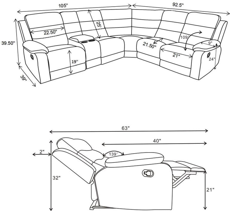 David - Upholstered Reclining Sectional Sofa - Smoke