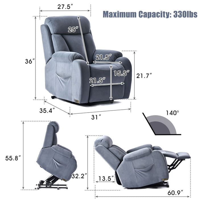 Lift Chair Recliner For Elderly Power Remote Control Recliner Sofa Relax Soft Chair Anti-Skid Australia Cashmere Fabric Furniture Living Room