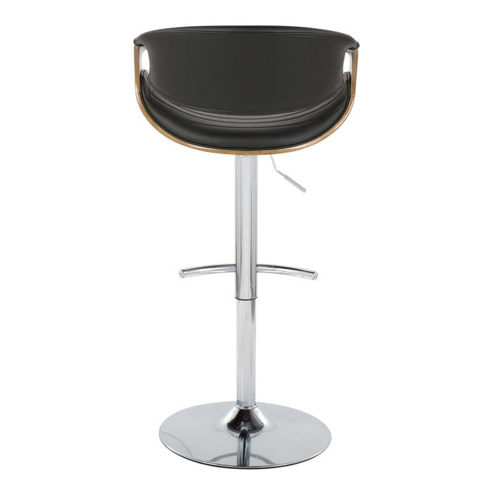 Symphony - Mid Century Modern Adjustable Barstool With Swivel & Rounded T Footrest (Set of 2)