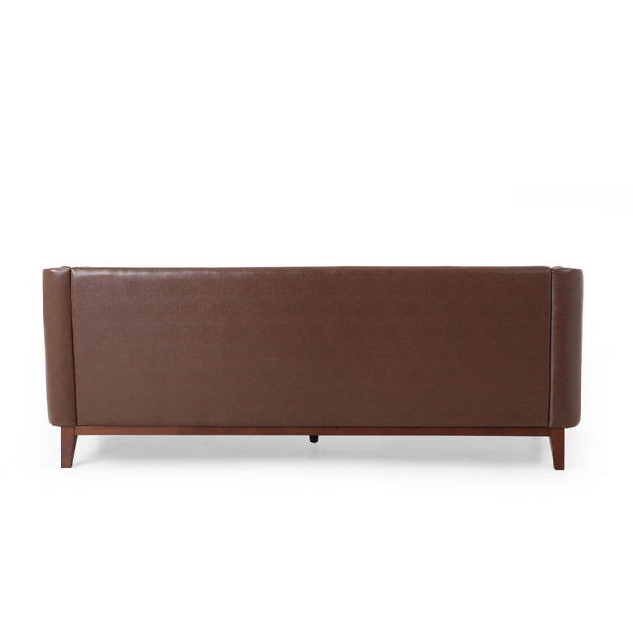 PU Sofa, Tufted Back, Solid Wood Legs, Living Room And Study