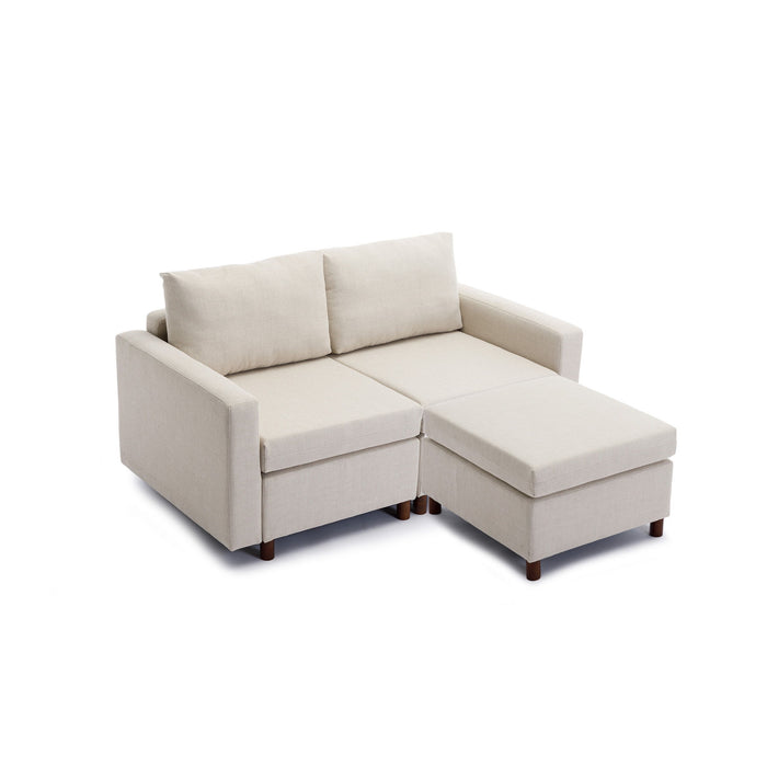 2 Seat Module Sectional Sofa Couch With 1 Ottoman For Living Room, Seat Cushion And Back Cushion Non-Removable And Non-Washable