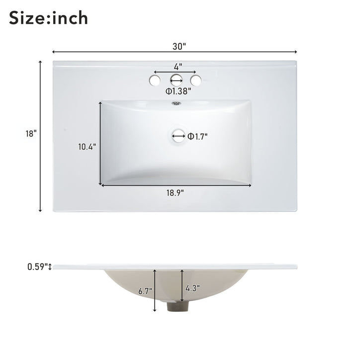 Bathroom Vanity With Ceramic Basin, Soft Close Door And Adjustable Shelves