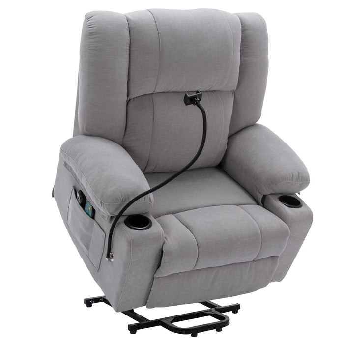 Power Lift Recliner Chair Electric Recliner For Elderly Recliner Chair With Massage And Heating Functions, Remote, Phone Holder Side Pockets And Cup Holders For Living Room