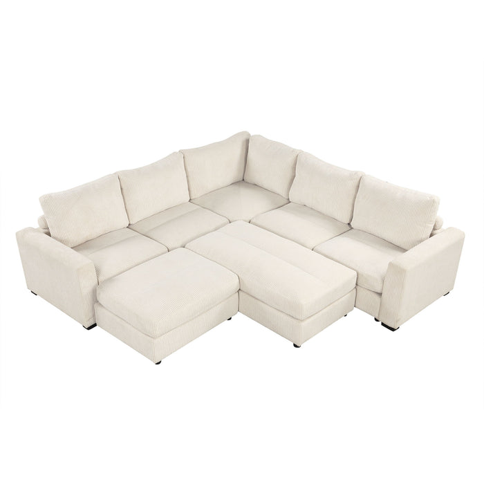 Sectional Couch Sofa Bed Modular Sofa With Two Movable Ottomans For Living Room