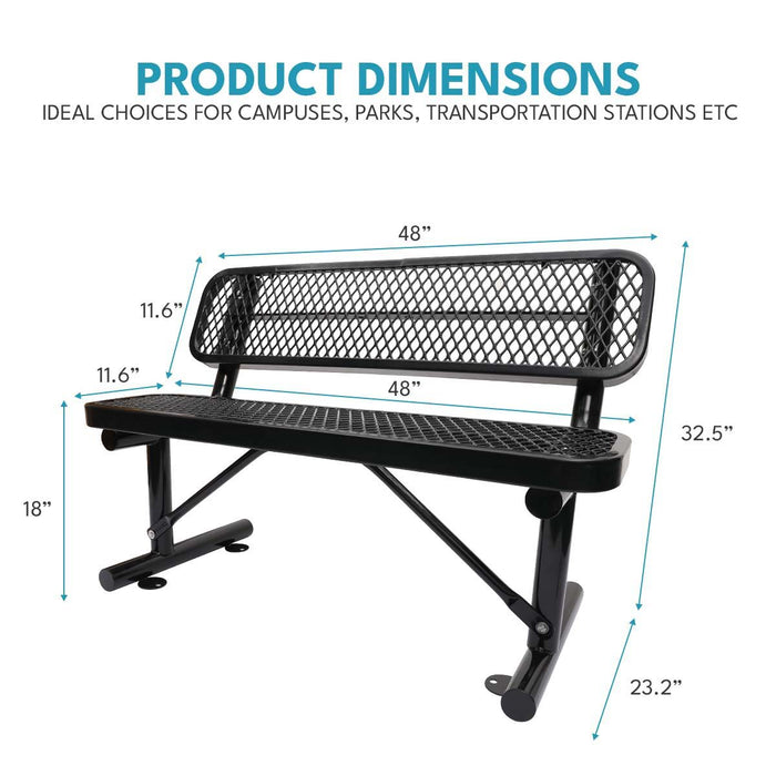 Outdoor Steel Bench With Backrest