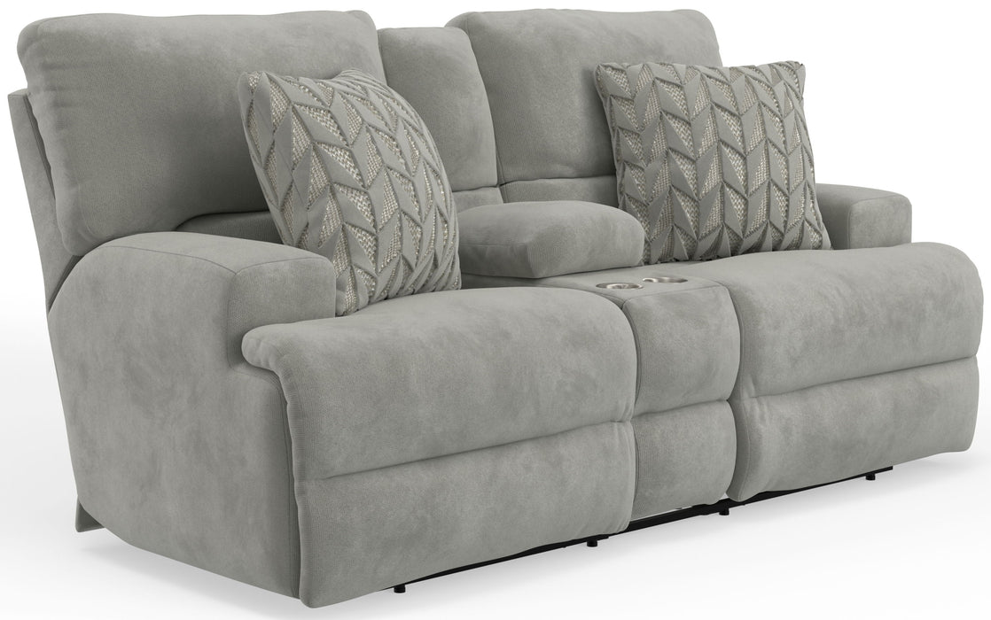 Renaldo - Power Console Loveseat With Zero Gravity Recline - Stone