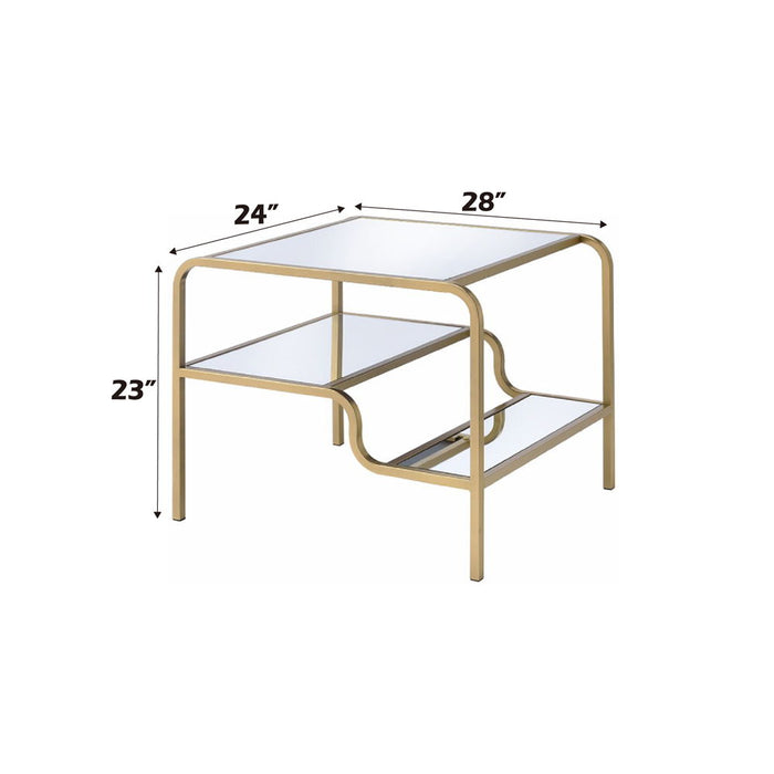 Astrid - End Table - Gold & Mirror