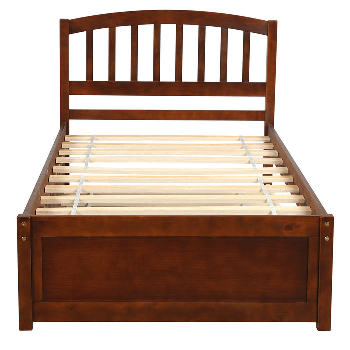 Twin Size Platform Bed Wood Bed Frame With Trundle