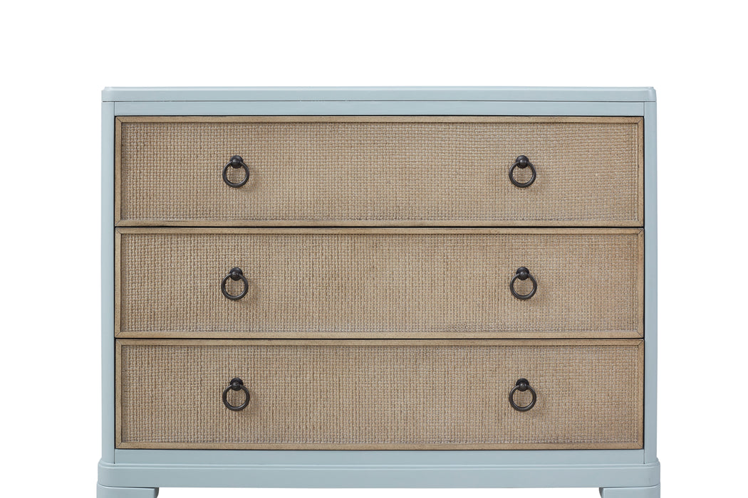 Ocean - 3 Drawers Hall Chest With Cane Fronts - Light Blue