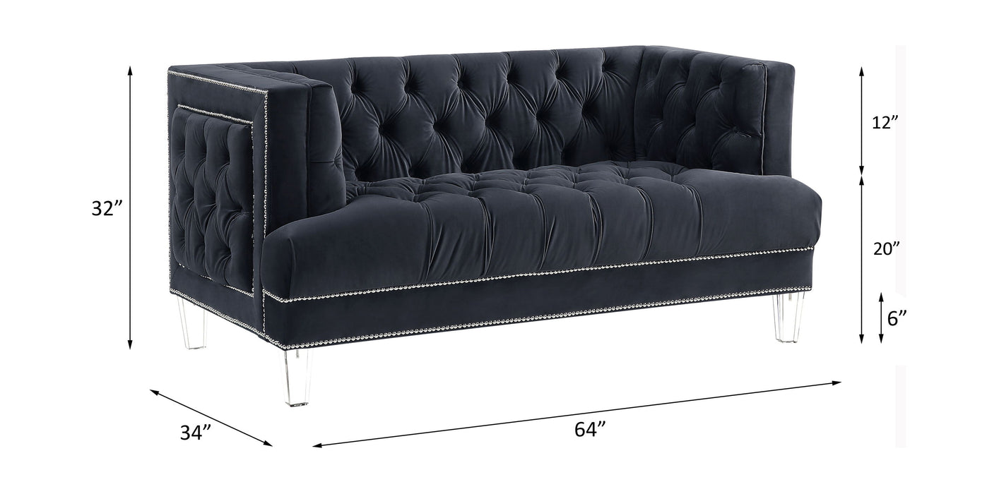 Ansario - Velvet Loveseat - Charcoal