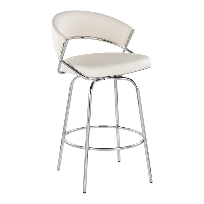 Jie - Fixed Height, Contemporary Counter Stool With Swivel Round Footrest (Set of 2)