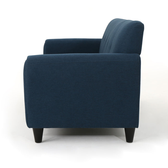 Comfy 3 Seat Sofa With Wooden Legs, Modern Style For Living Room And Study - Navy Blue