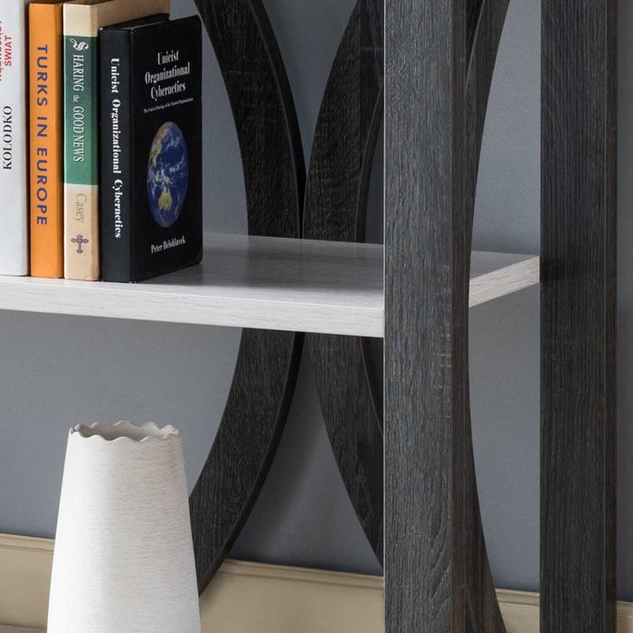 Modern Console Table With Three Open Shelves - Grey & White