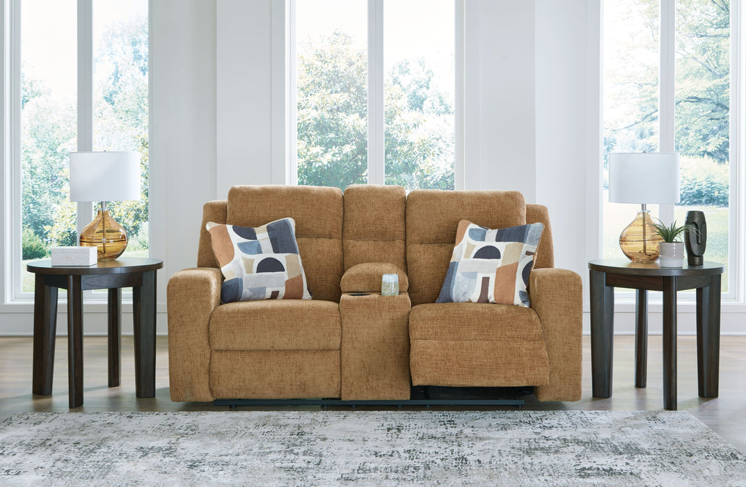 Kanlow - Honey - Dbl Reclining Loveseat With Console