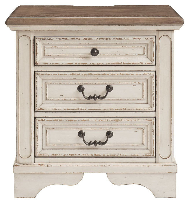 Realyn - White / Brown / Beige - Three Drawer Night Stand