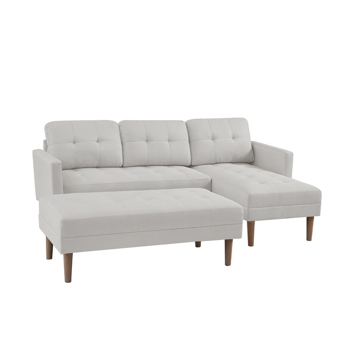 Fabric Right Facing Sectional Sofa Bed, L-Shape Sofa Chaise Lounge With Ottoman Bench