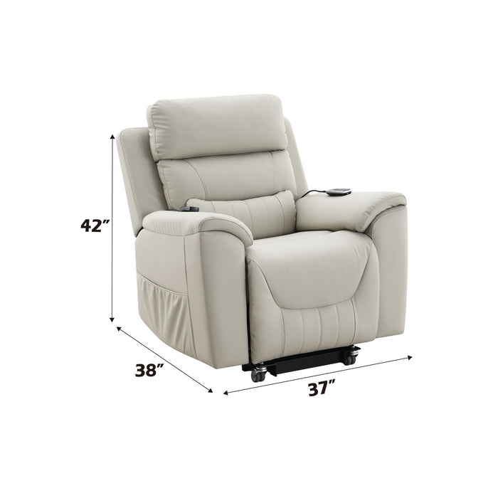 Marsha - Silicone Synthetic Leather Power Motion Recliner With Lift Heating Massage Chair - Light Gray