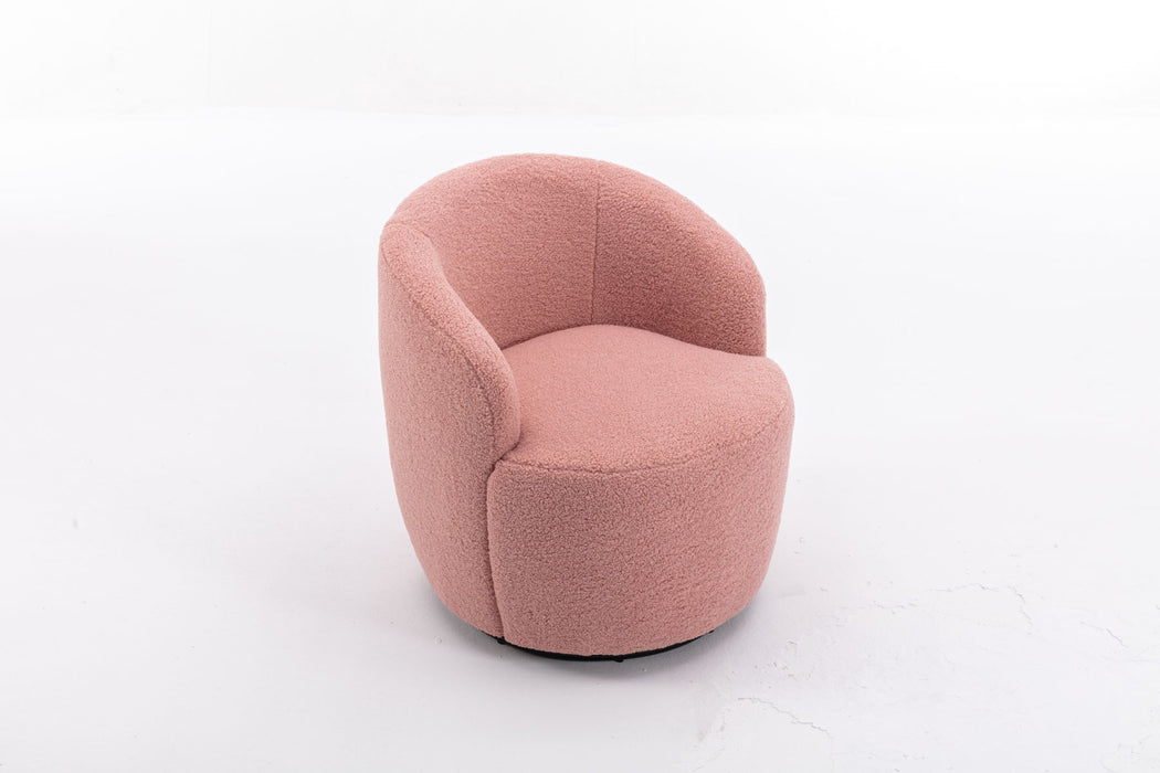 Teddy Fabric Swivel Accent Armchair Barrel Chair With Powder Coating Metal Ring