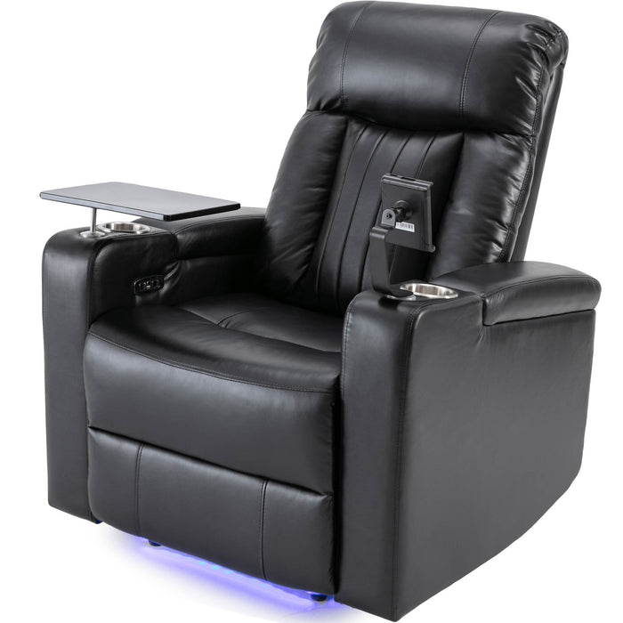 Premium Power Recliner With Storage Arms, Cupholders, Swivel Tray Table And Cell Phone Stand