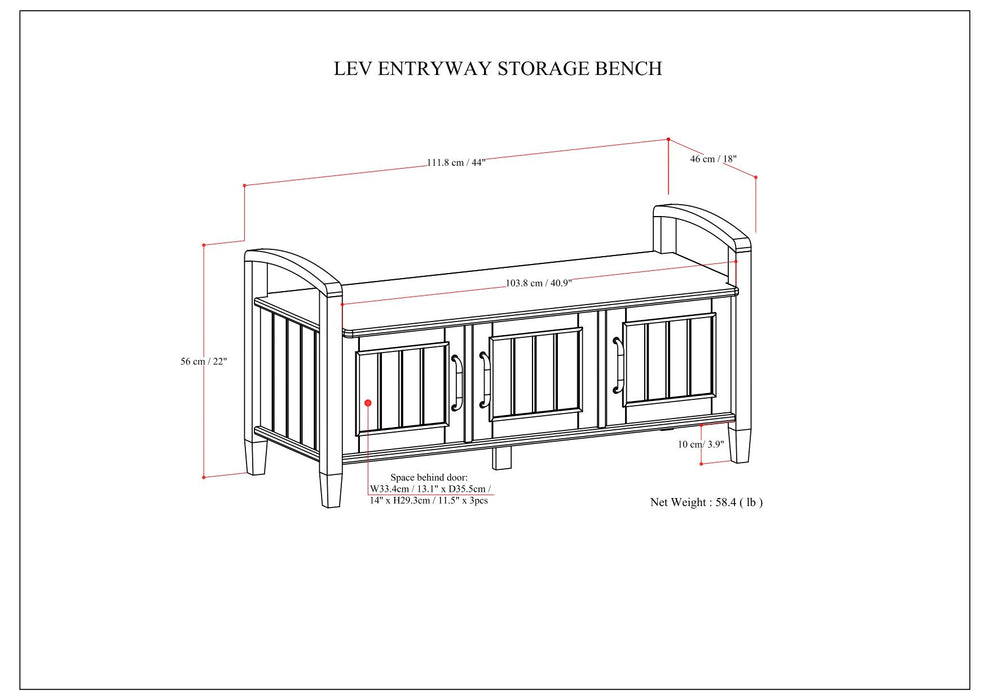 Lev - Entryway Storage Bench - Smoky Brown