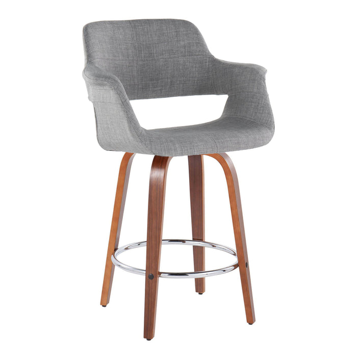 Vintage Flair - Mid-Century Modern Fixed Height Counter Stool With Swivel With Round Footrest (Set of 2)