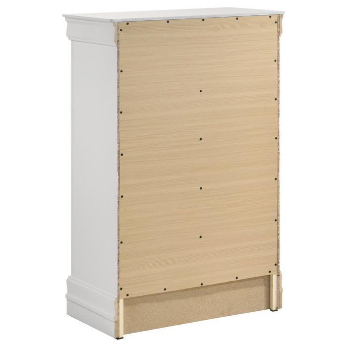 Louis Philippe - 5 Drawers Bedroom Chest - White