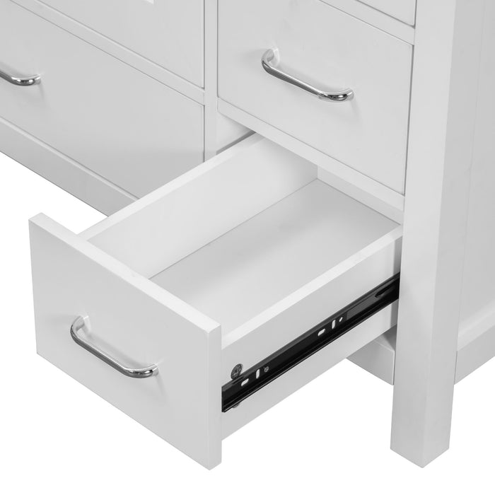 Bathroom Vanity With Ceramic Sink Combo, Abundant Storage Cabinet -2 Soft-Close Doors And 5 Drawers