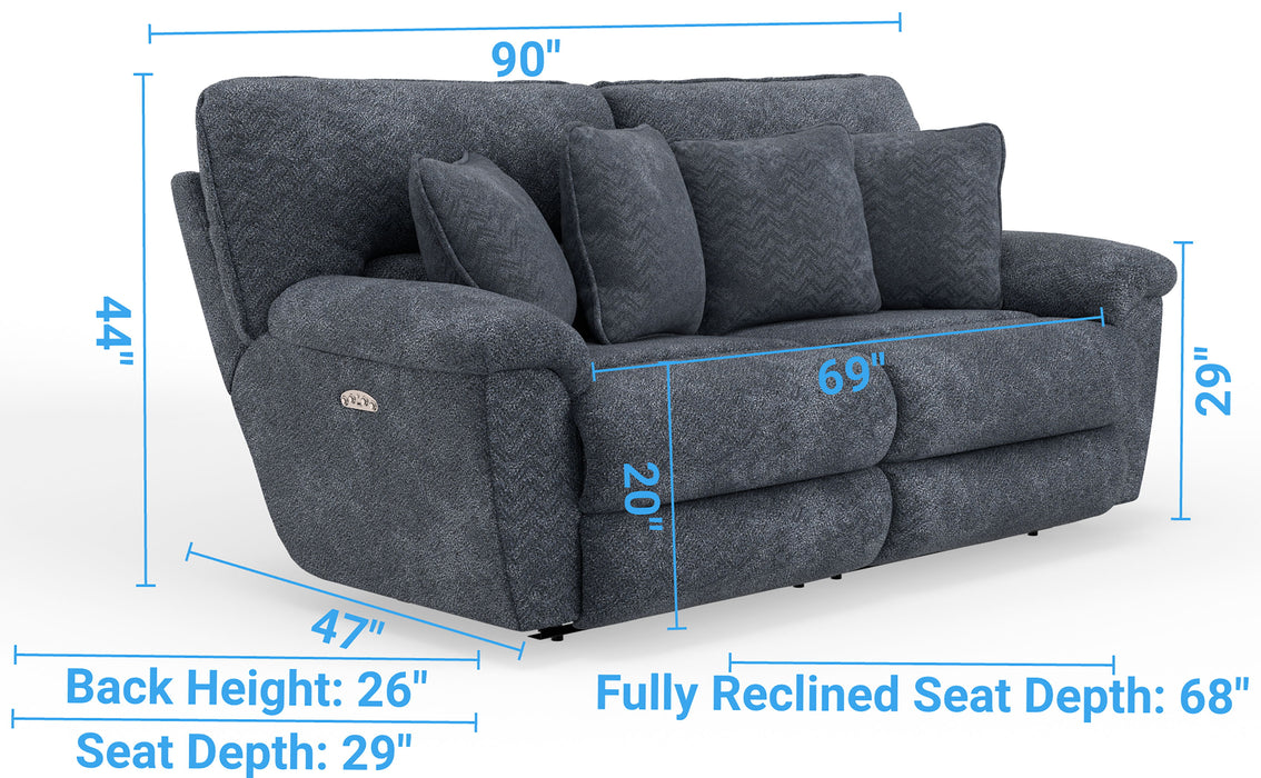 Paxon - Deep Seat Power Reclining Sofa With Power Adjustable Headrest - Smoke