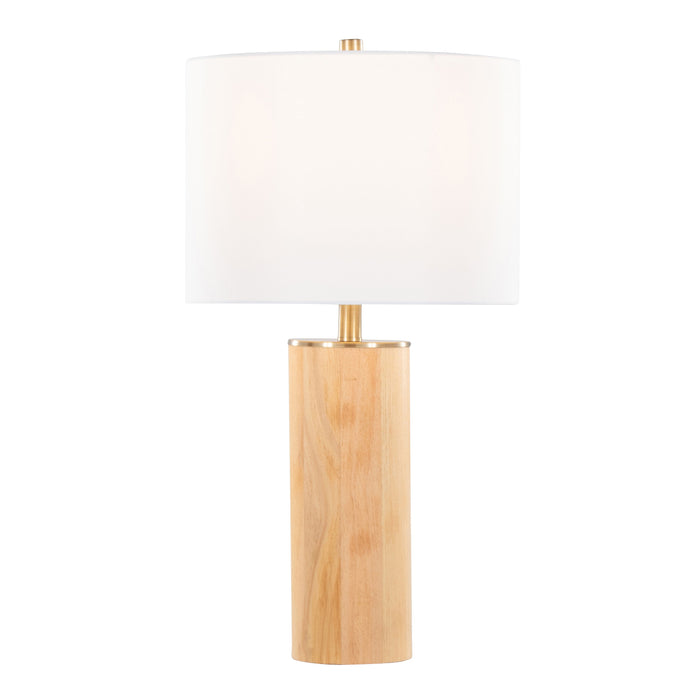 Cylinder - Ash Contemporary Table Lamp - Ash / Antique Brass / White