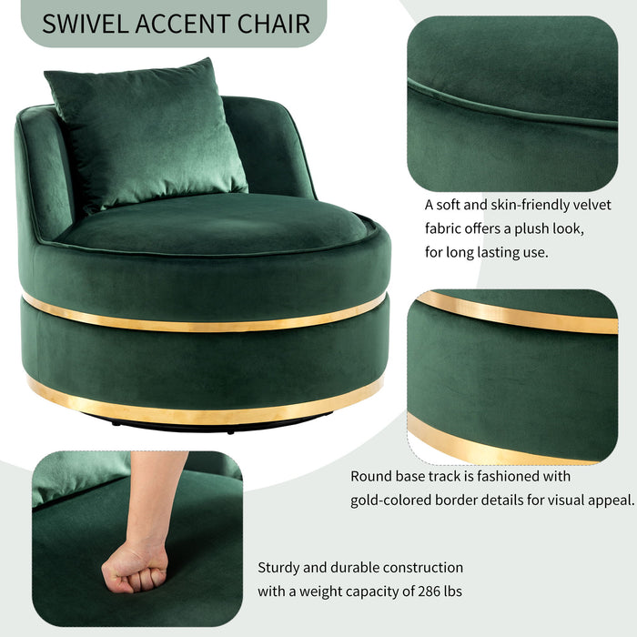 360° Swivel Accent Chair Velvet Modern Upholstered Barrel Chair Over-Sized Soft Chair With Seat Cushion For Living Room