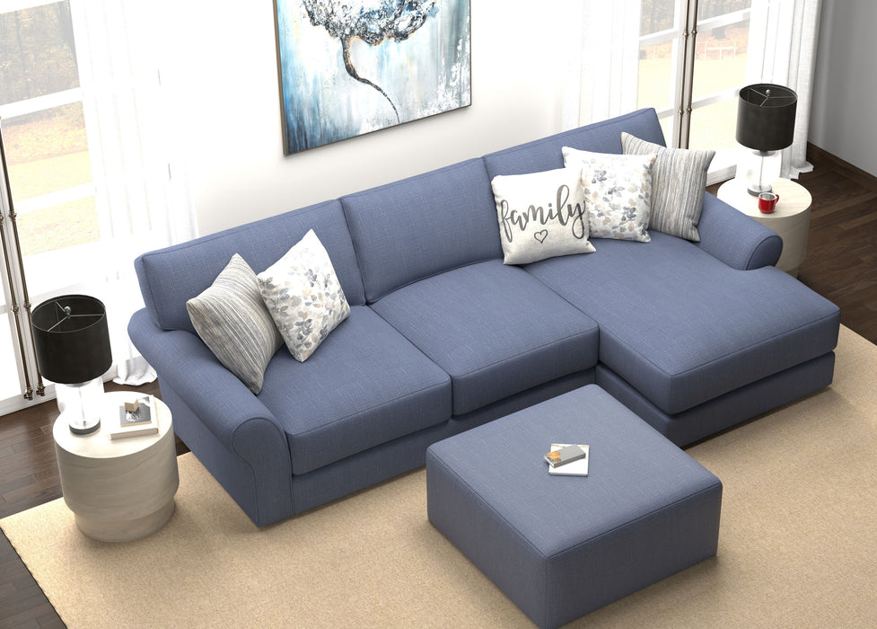 Cape May - Sofa Chaise With Comfort Coil Seating, 41" Cocktail Ottoman And 5 Accent Pillows