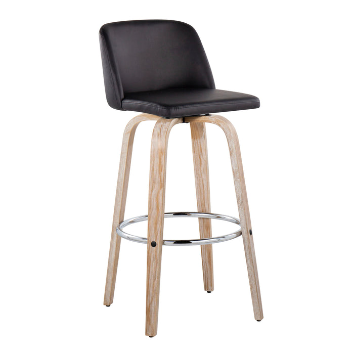 Toriano - Contemporary Fixed Height Barstool With Swivel & Round Footrest (Set of 2)