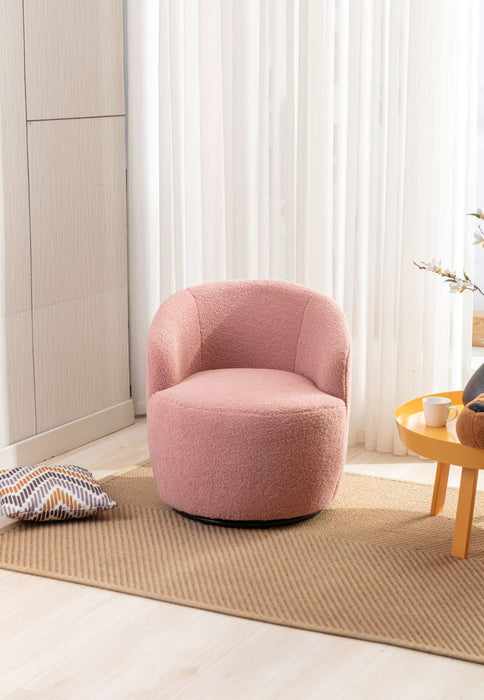 Teddy Fabric Swivel Accent Armchair Barrel Chair With Powder Coating Metal Ring