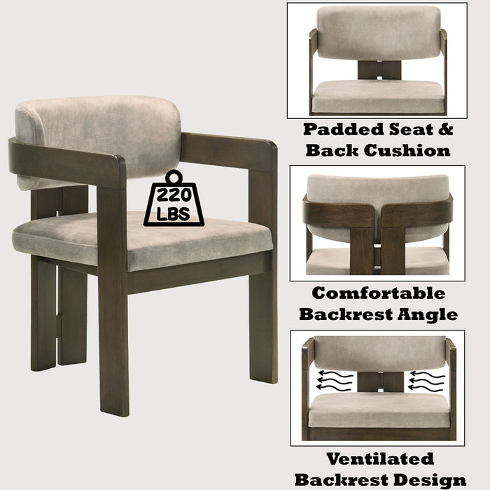 Destin - Side Chair - Light Gray Fabric & Walnut Finish