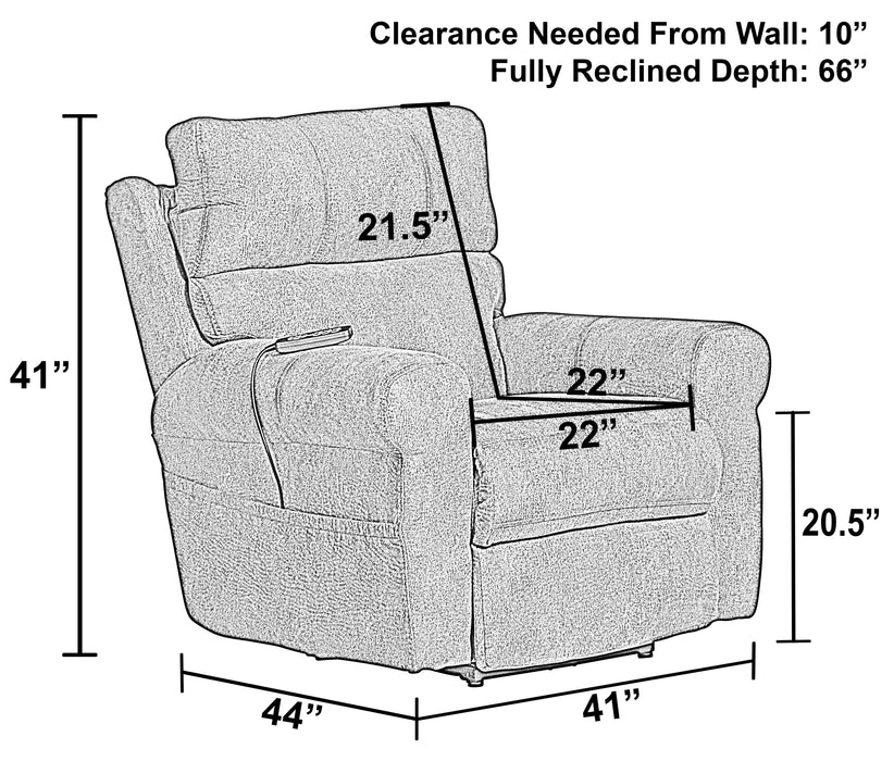 Tranquility - Power Headrest Power Lay Flat Reclining With CR3 Heat / Massage / Lumbar - Pewter