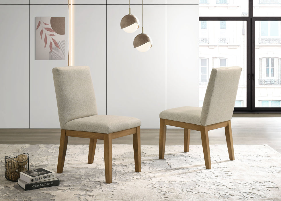 Jasper - Contemporary Beige Fabric 19" Dining Chair (Set of 2) - Driftwood Finish