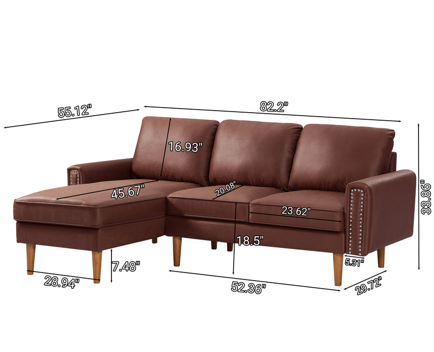 L-Shape Sofa Couch With Chais Mid-Century, Strong Leg And Design That Will Complement Any Living Space, Left Chaise