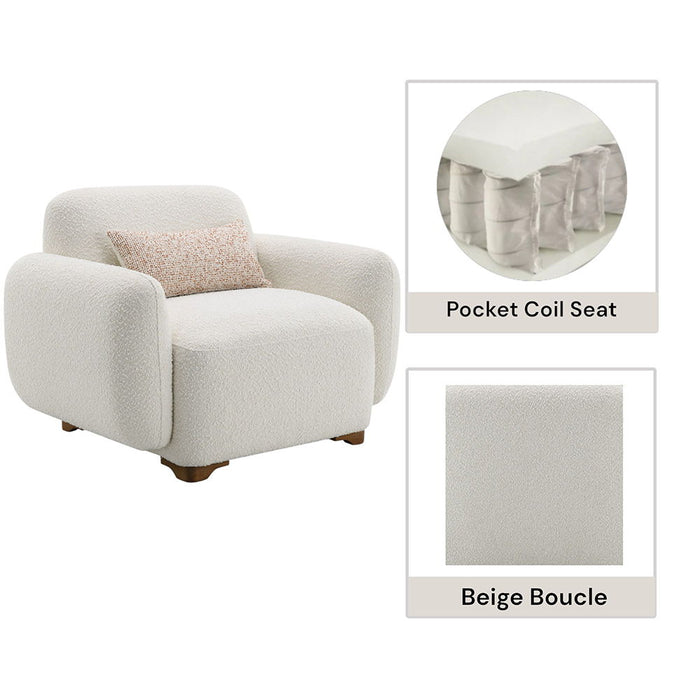 Darius - Chair With Pillow - Beige Boucle