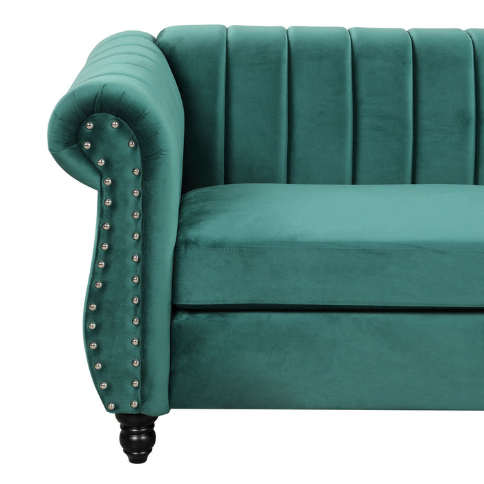 Modern Sofa Dutch Fluff Upholstered Sofa & Solid Wood Legs, Buttoned Tufted Backrest