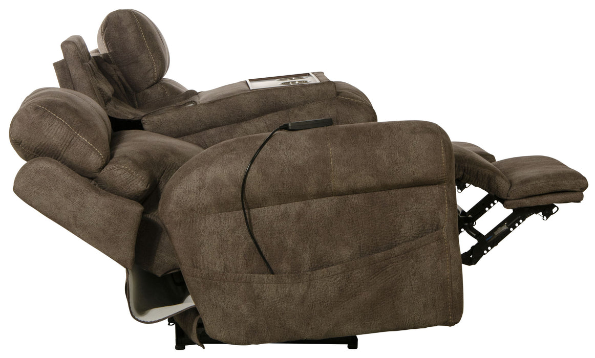 Tranquility - Power Headrest Power Lay Flat Reclining Sofa With DDT / CR3 Heat / Massage / Lumbar - Pewter