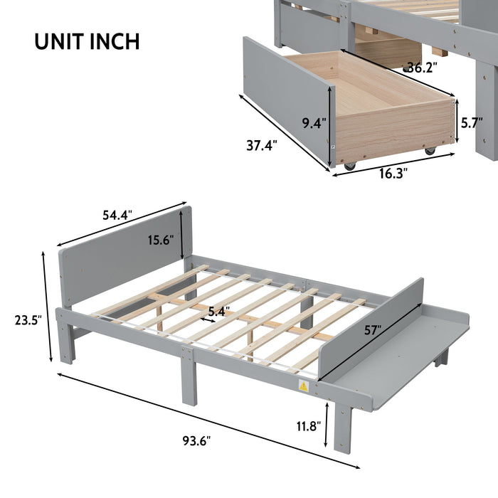 Bed With Footboard Bench, 2 Drawers