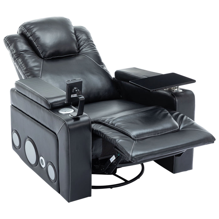 270° Swivel Power Recliner Individual Seat Home Theater Recliner With Surround Sound, Cup Holder, Removable Tray Table, Hidden Arm Storage For Living Room