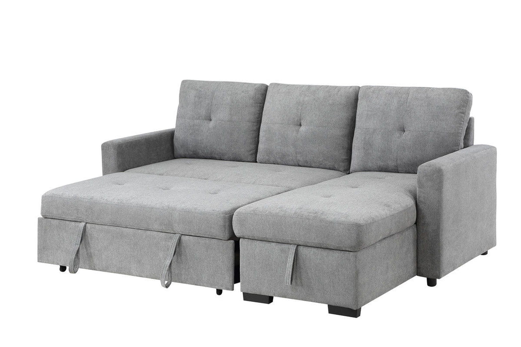 Serenity - 5" Fabric Reversible Sleeper Sectional Sofa With Storage Chaise - Gray