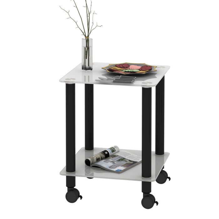 Side Table, 2 Tier Space End Table, Modern Night Stand, Sofa Table, Side Table With Storage Shelve