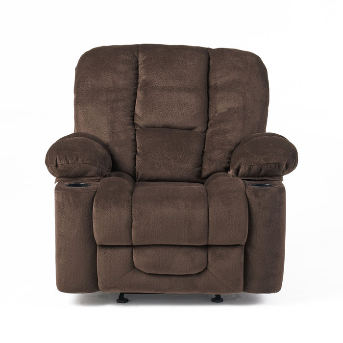 Luxurious Manual Recliner Chair With Skin-Friendly Fabric And Dual Cup Holders