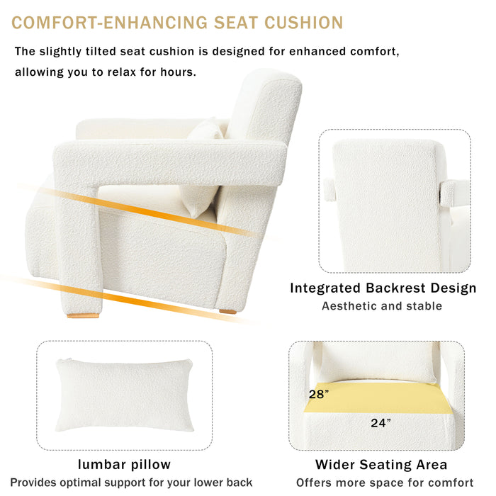 Sleek Right Angle Armrests, Ergonomic Lumbar Support, Square Wooden Block Legs, Inclined Seat For Comfort, Artistic Statement Piece For Living Room, Bedroom And Study