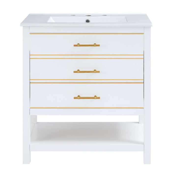 Modern Bathroom Vanity Cabinet Combo With Open storage, Two Drawers