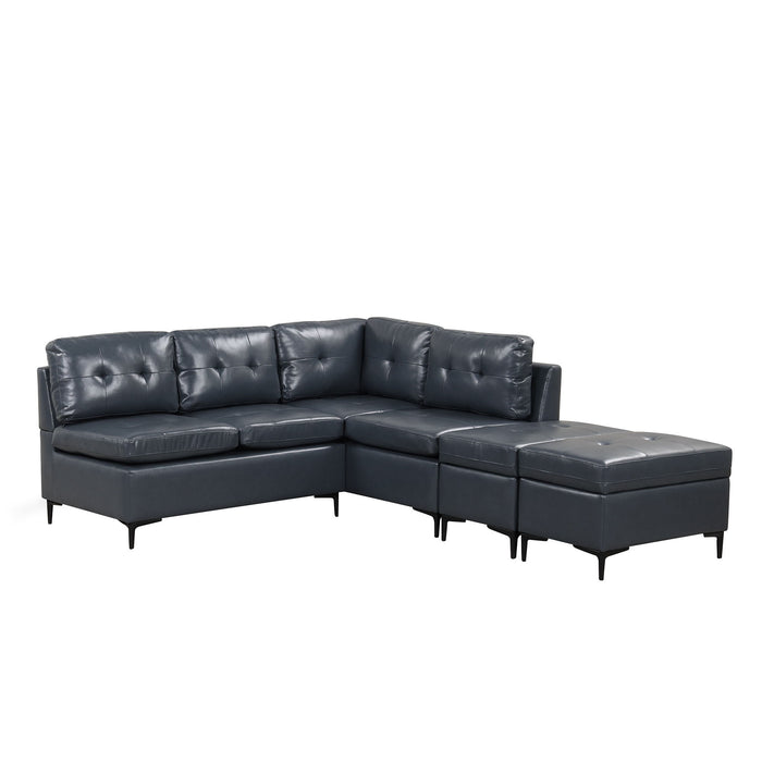 L-Shaped Corner Sofa Sectional Sofa Couch With Movable Storage Ottomans For Living Room