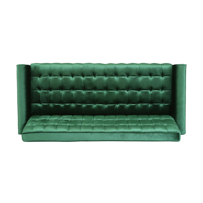 Square Arms Velvet Straight Sofa, Living Room And Study - Emerald