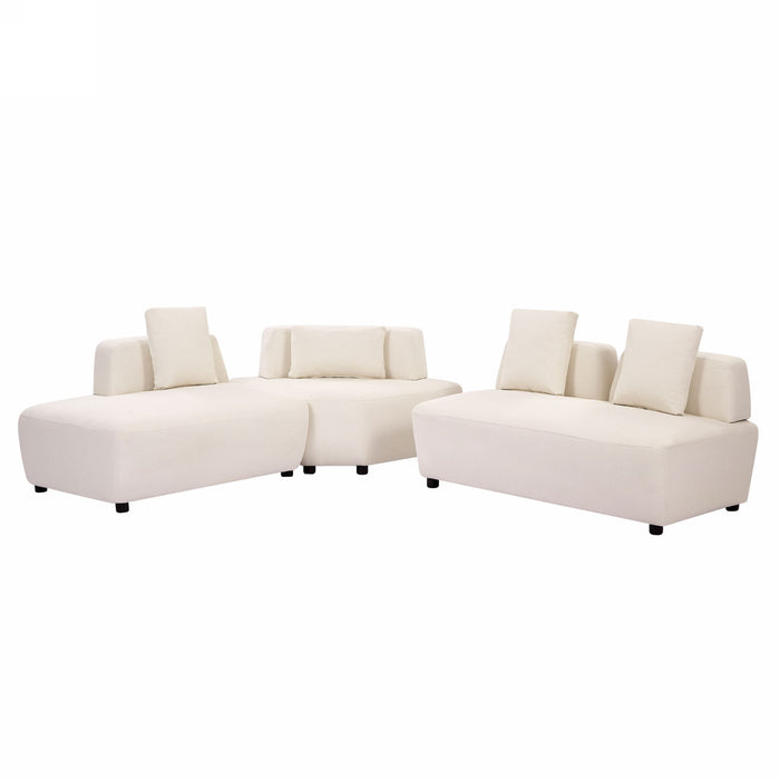 Contemporary 3 Piece Sectional Sofa Free Convertible Sofa With Four Removable Pillows For Living Room